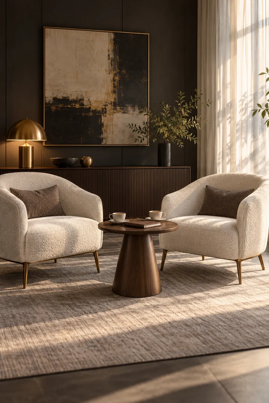 Two armchairs facing each other in a calm room